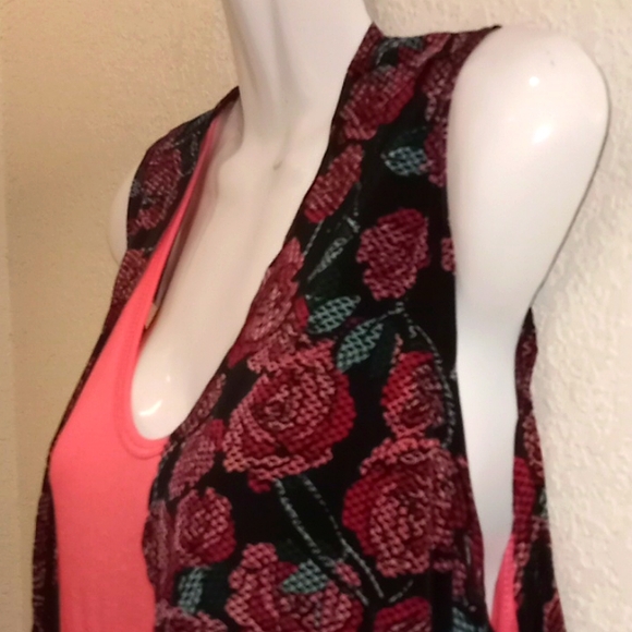 LulaRoe Joy Floral Print  Duster Vest - Picture 3 of 12